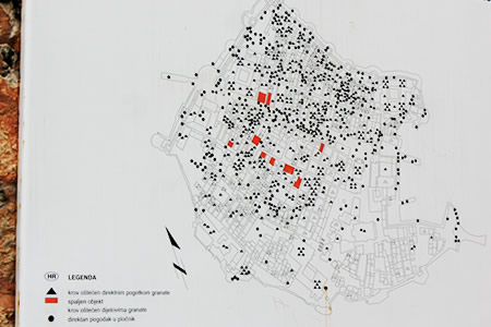 ドゥブロヴニクの砲撃地図